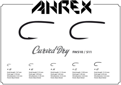 Ahrex FW510 Curved Dry Barbed Hooks