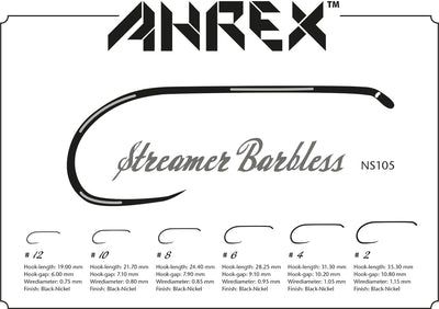 Ahrex NS105 Down Eye Streamer Hooks Barbless